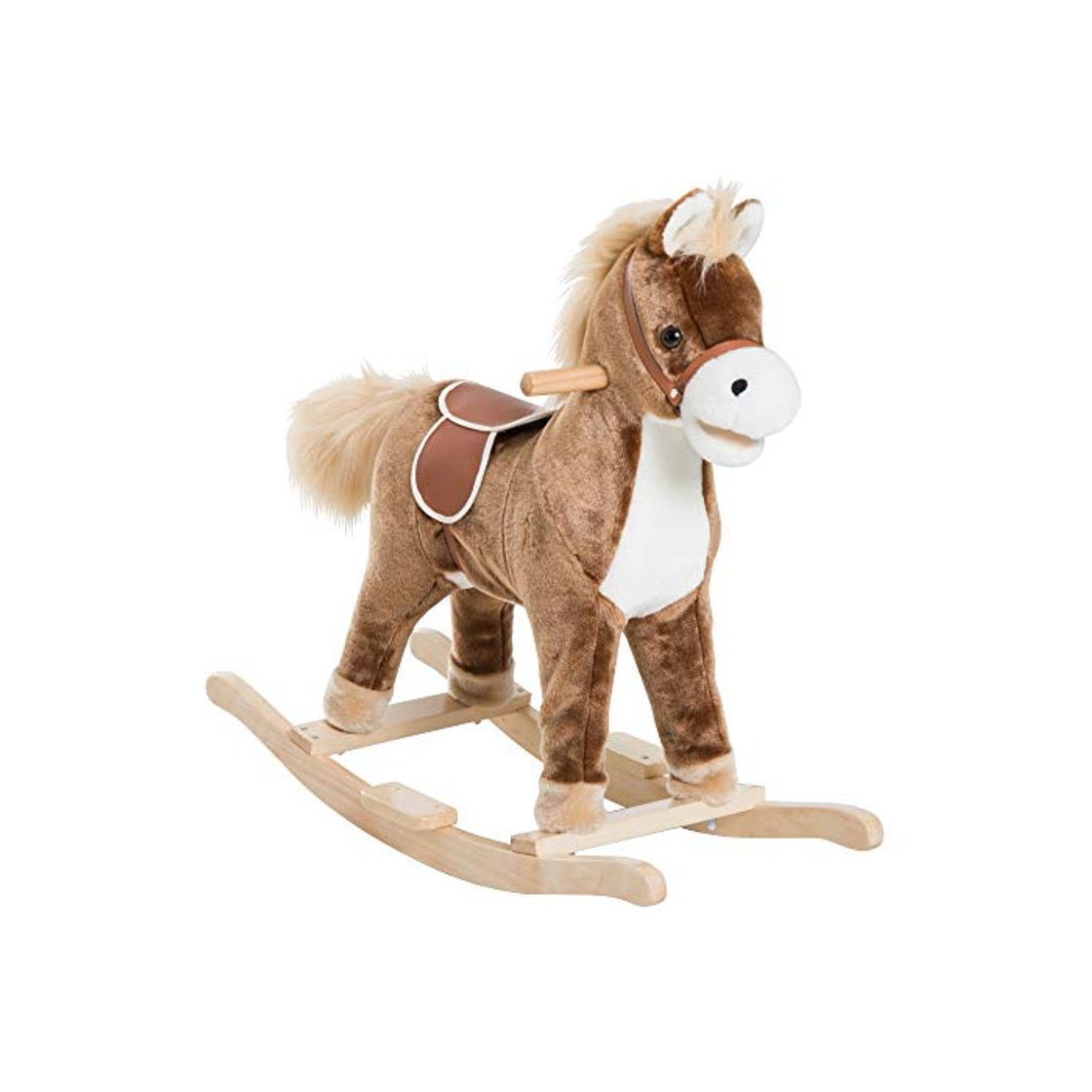 Producto HOMCOM Caballito Balancín de Peluche Balancín Caballo Caballito Madera Juguete de Mecedora