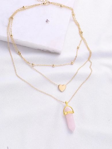 Gold Heart Pendant Layered Chain Necklace | SHEIN USA