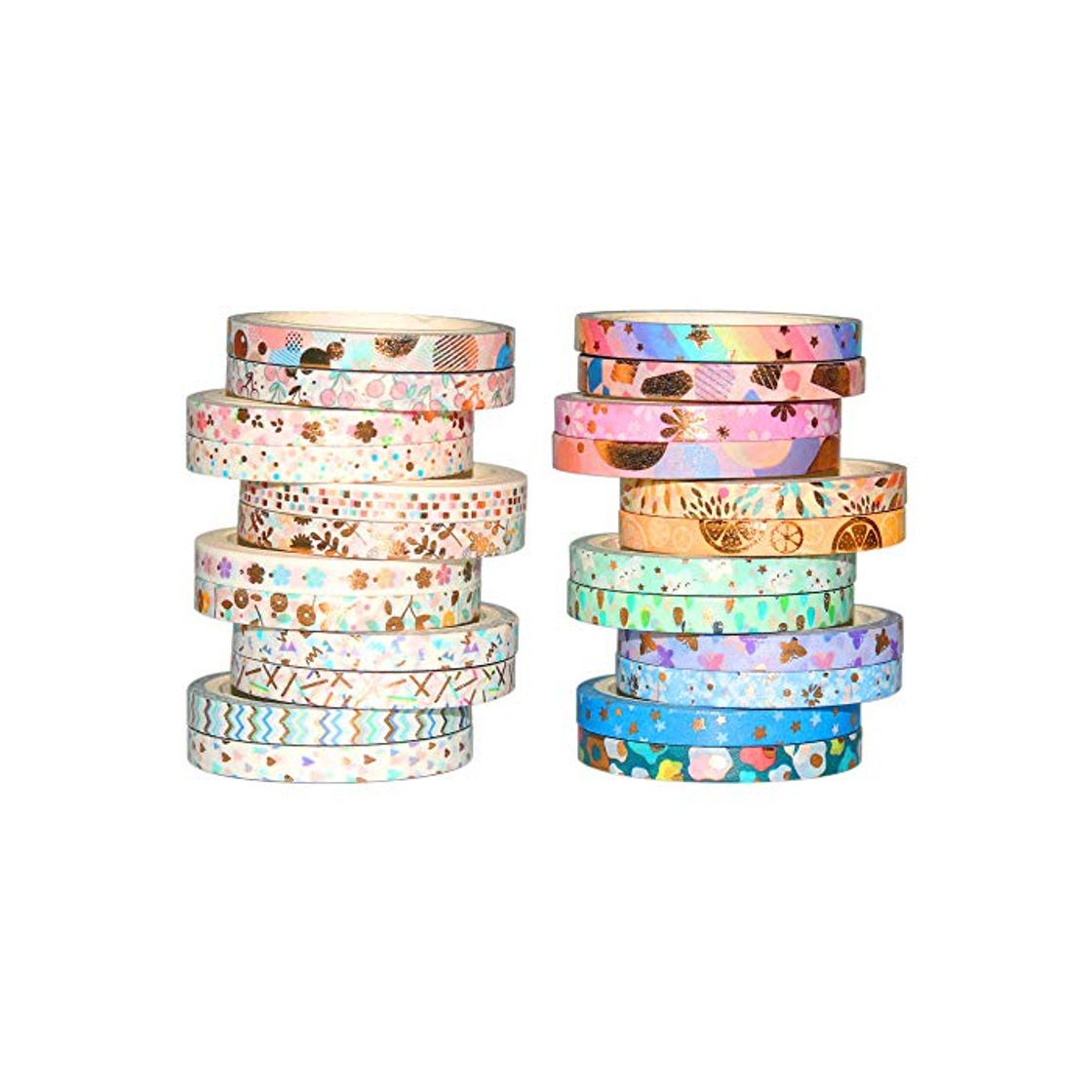 Producto Yubbaex Washi Tape Set cinta adhesiva decorativa Washi Glitter Adhesivo de Cinta Decorativa para DIY Crafts Scrapbooking 24 Rollos x 5MM De ancho