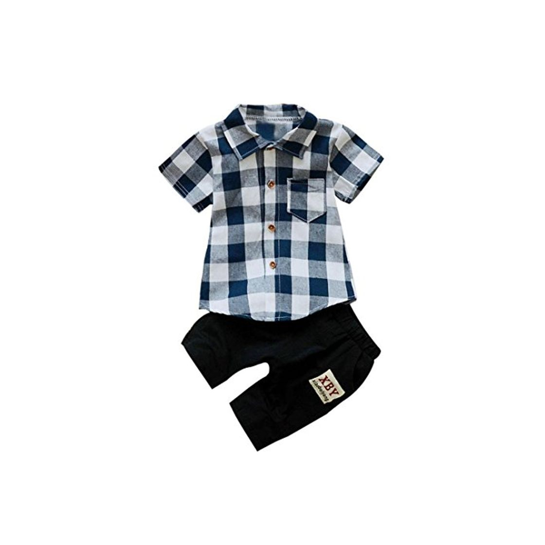 Products Fossen 2 Piezas/Conjunto Ropa Verano Bebé Niños Camiseta de Plaid y Pantalones