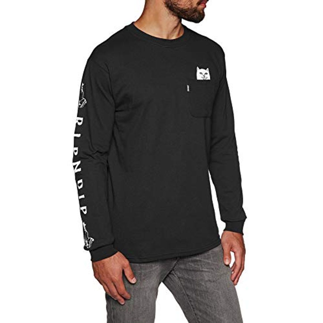 Moda Rip'n'Dip - Camiseta de Manga Larga - para Hombre Negro Negro