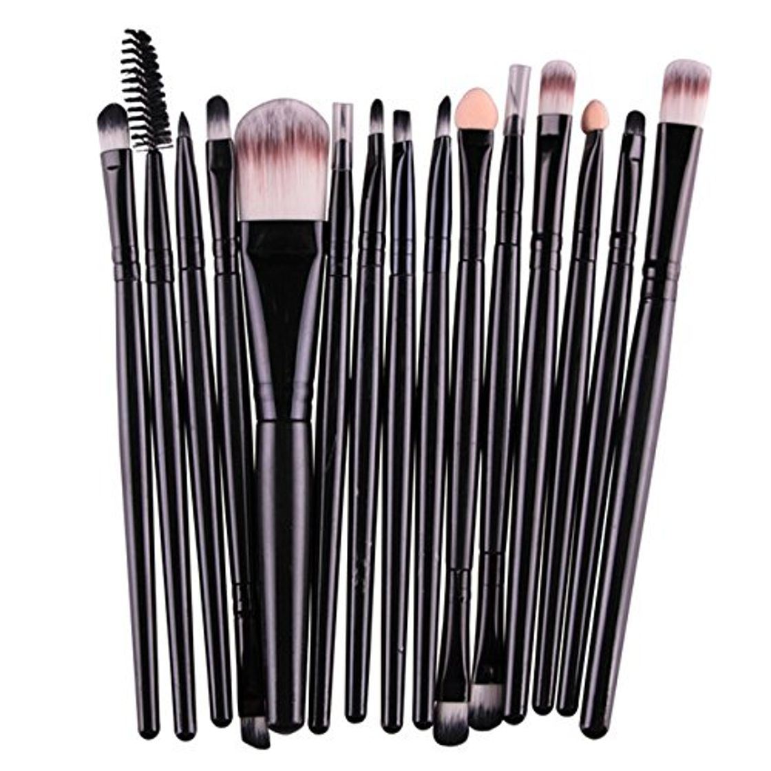 Product 15pcs Makup Brushes Set Tools Kit de artículos de tocador de maquillaje Brand Make Up Brush Set Pincel Maleta De Maquiagem 7colors a Black Black