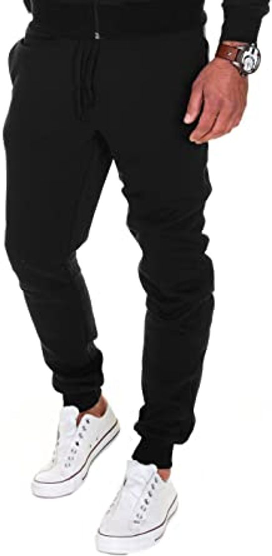 Moda MERISH Pantalones Jogger Hombre Deportivos Joggers Modell 211 Negro L