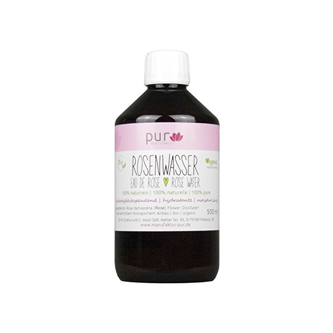 Social 500 ml Agua de Rosa Pura Orgánica 100% hidrolato de rosa