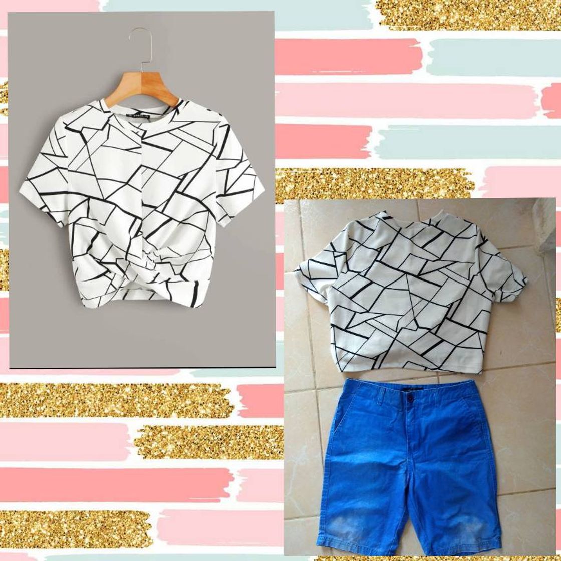 Fashion Top corto cruzado geometrico 🪐⚡