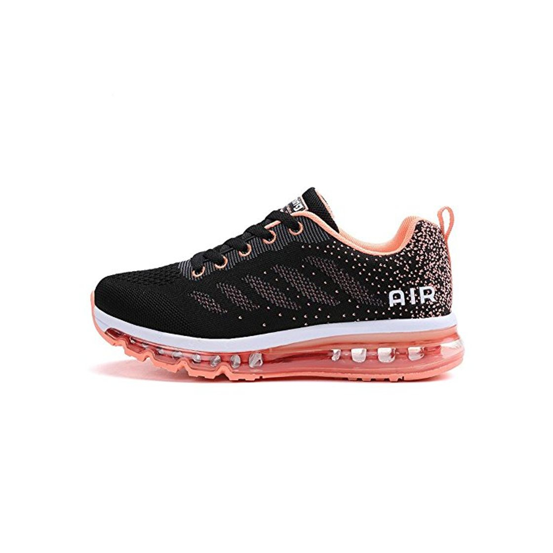 Fashion Air Zapatillas de Running para Hombre Mujer Zapatos para Correr y Asfalto Aire Libre y Deportes Calzado Unisexo Black Orange 36