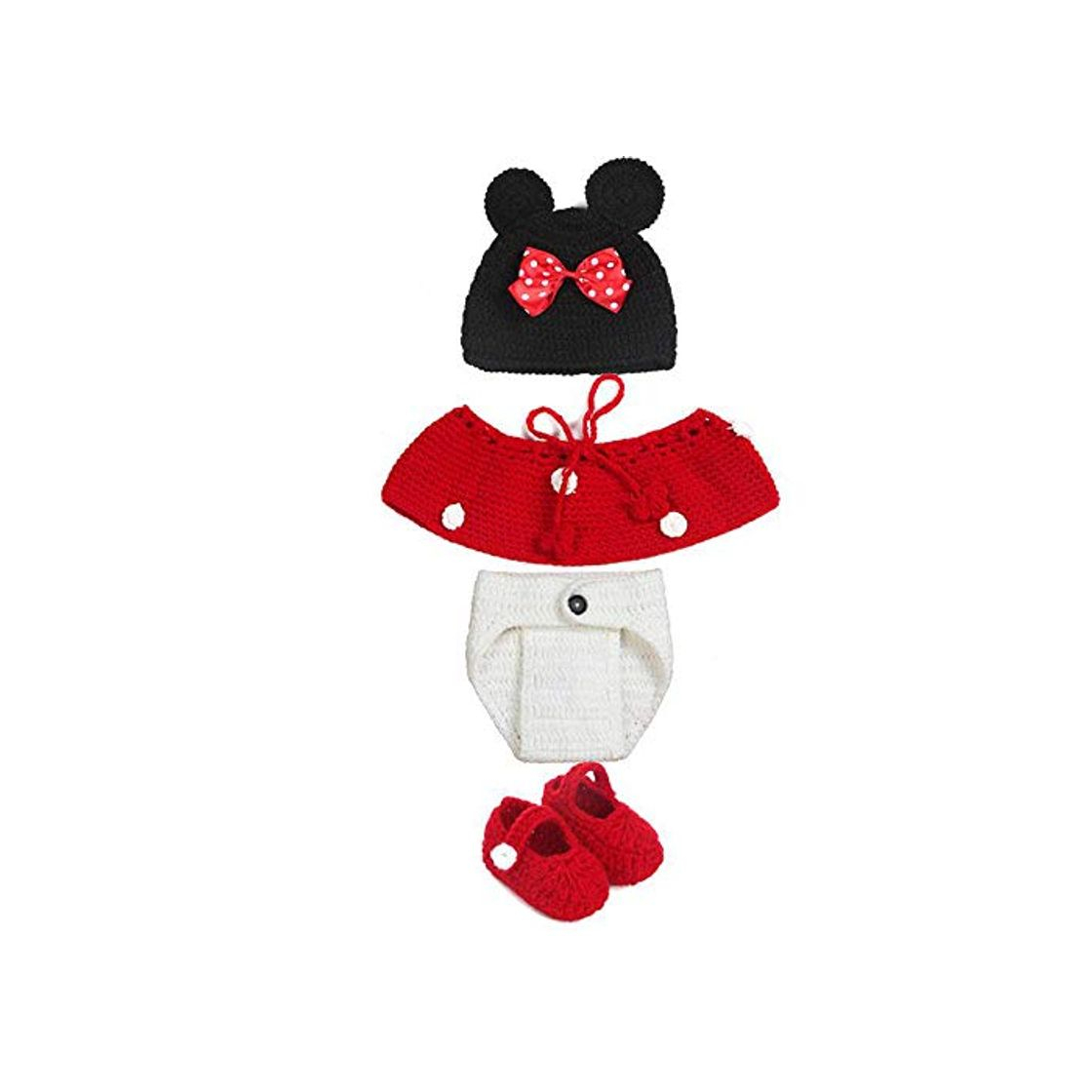 Moda Ogquaton Bebé Mickey Dress Up Set Traje hecho a mano de Mickey Mouse Ropa tejida hecha a mano para accesorios de fotos de arte