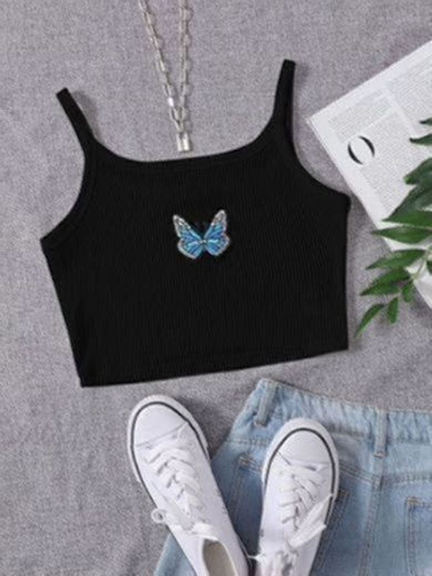 Fashion Cropped com estampa de borboleta