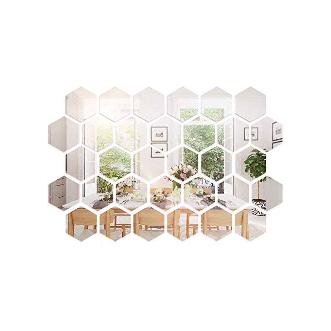 Social 32 Piezas de Espejo de Acrílico Desmontable Pegatina de Pared Adornos Decoración