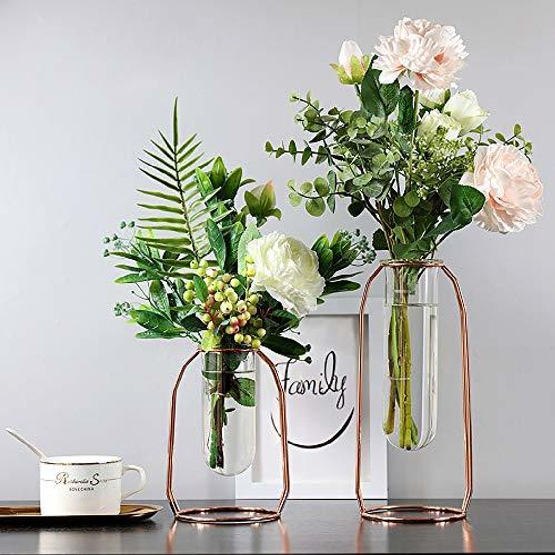 Social TONGXU 2PCS Florero de Vidrio de Tubo Ensayo Jarrón Decorativo Moderno Hidropónico