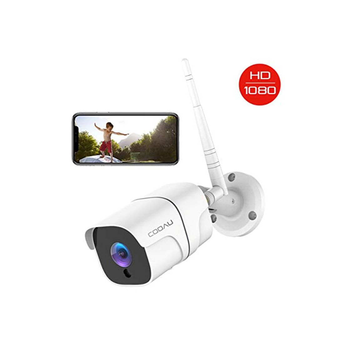 Products Cámara de Vigilancia Exterior, COOAU Cámara de Seguridad Wi-Fi 1080P, Versión Nocturna