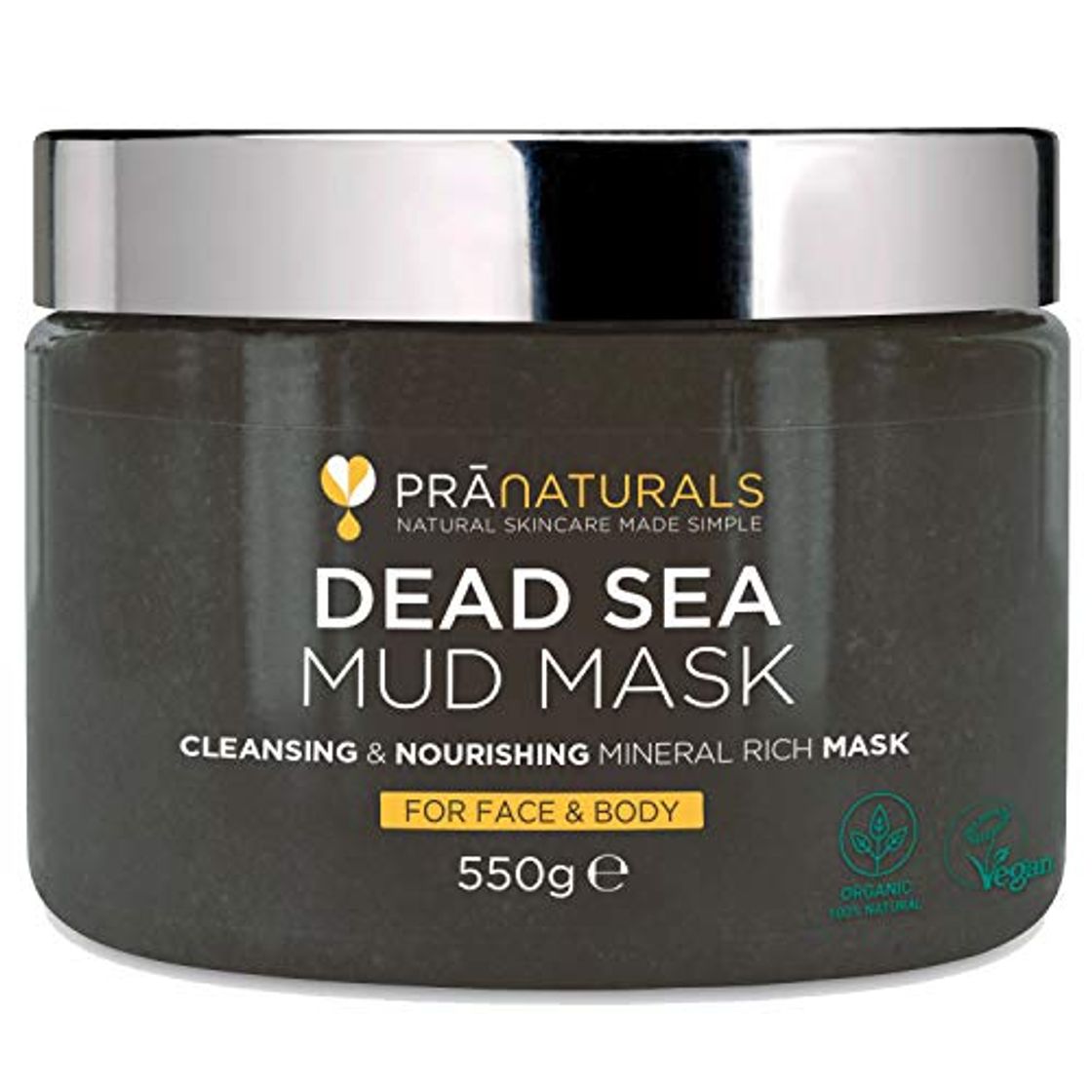 Social PraNaturals 550g Mascarilla Facial y Corporal 100% Natural y Orgánica con Barro