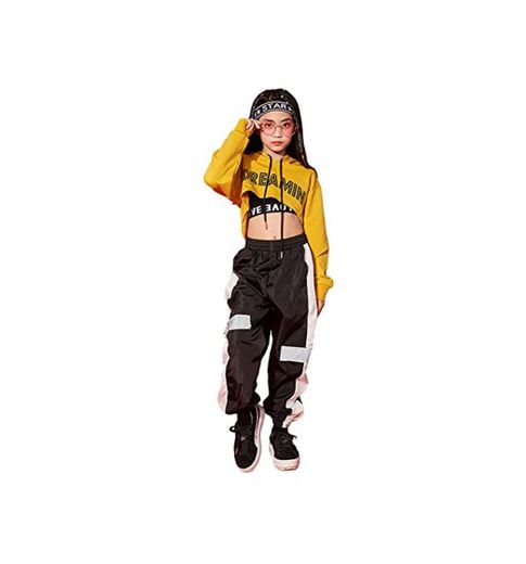 LOLANTA 3Pcs Girls Hip Hop Dance Costume Niños Street Dance Clothes Set