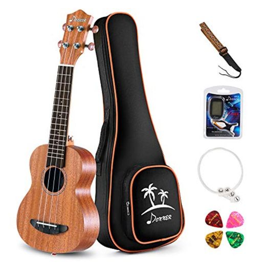 Donner DUC-1 Ukelele Soprano Caoba Ukulele 21 Pulgada Incluido Bolso Correa Acorde