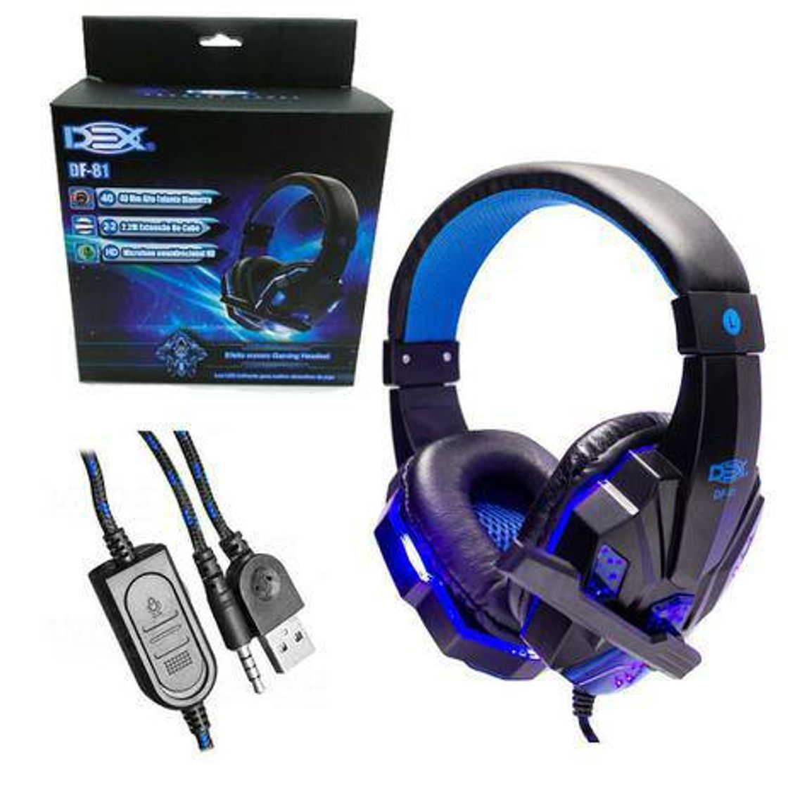 Fashion Fone de Ouvido HeadSet Gamer DF-81 P3+USB - Dex

