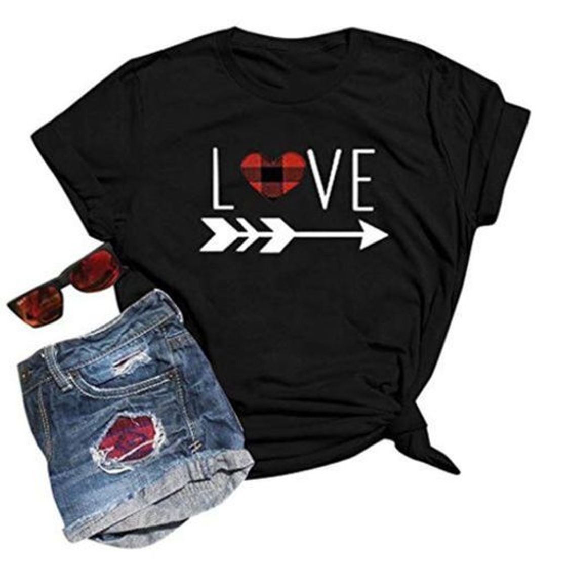 Lugar Warmword Mujeres Camisetas Buffalo Plaid Shirt Valentines Day Holiday Womens Love Shirt