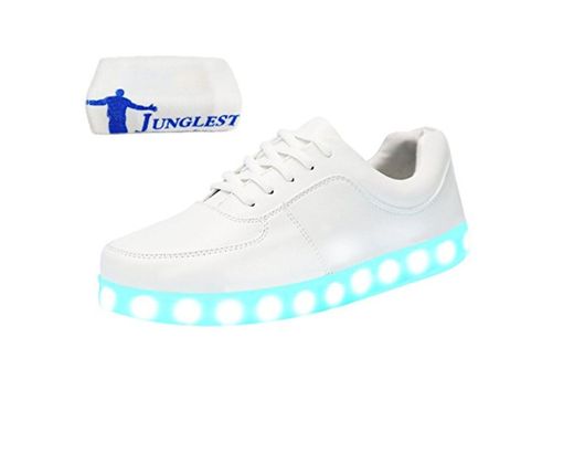 Presente:pequeña toalla)JUNGLEST® LED Light 7 color Shoes zapatillas para hombre USB carga