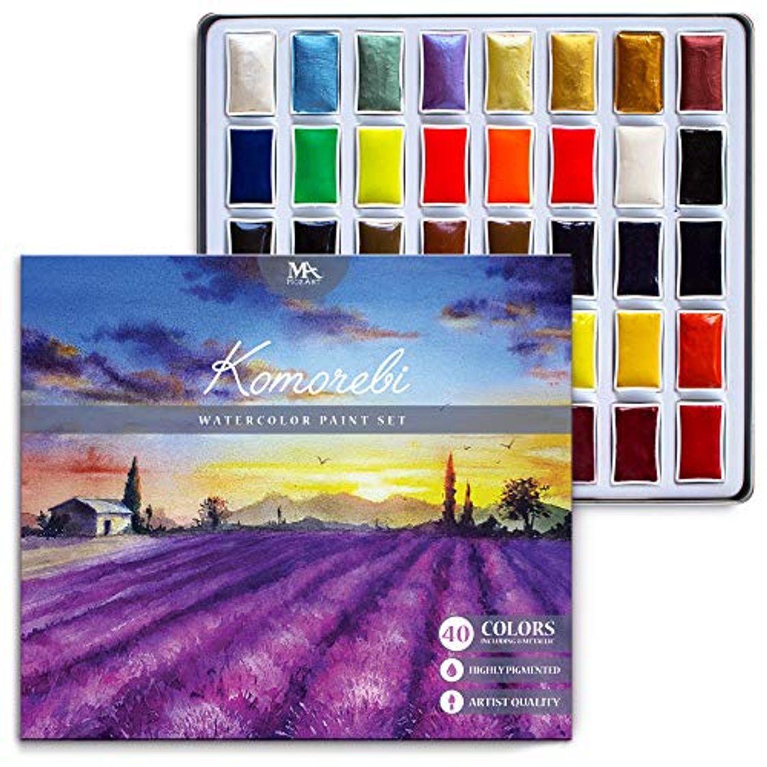 Social Set de 40 Acuarelas Japonesas Komorebi - Colores de Acuarela Profesional
