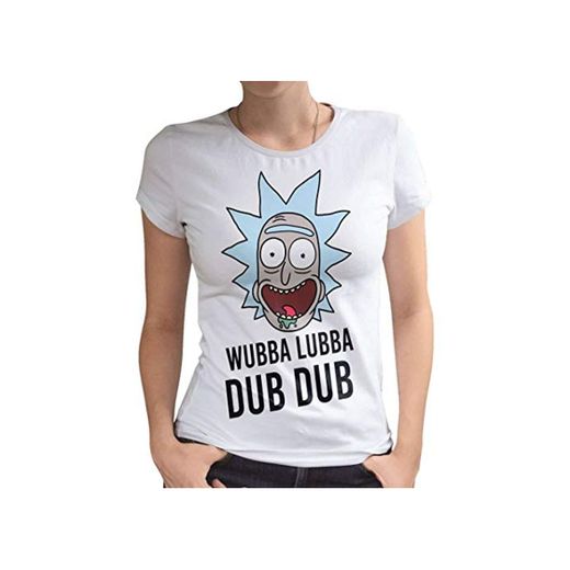 Camiseta Rick y Morty para Mujer Wubba Lubba Dub Dub Cotton White