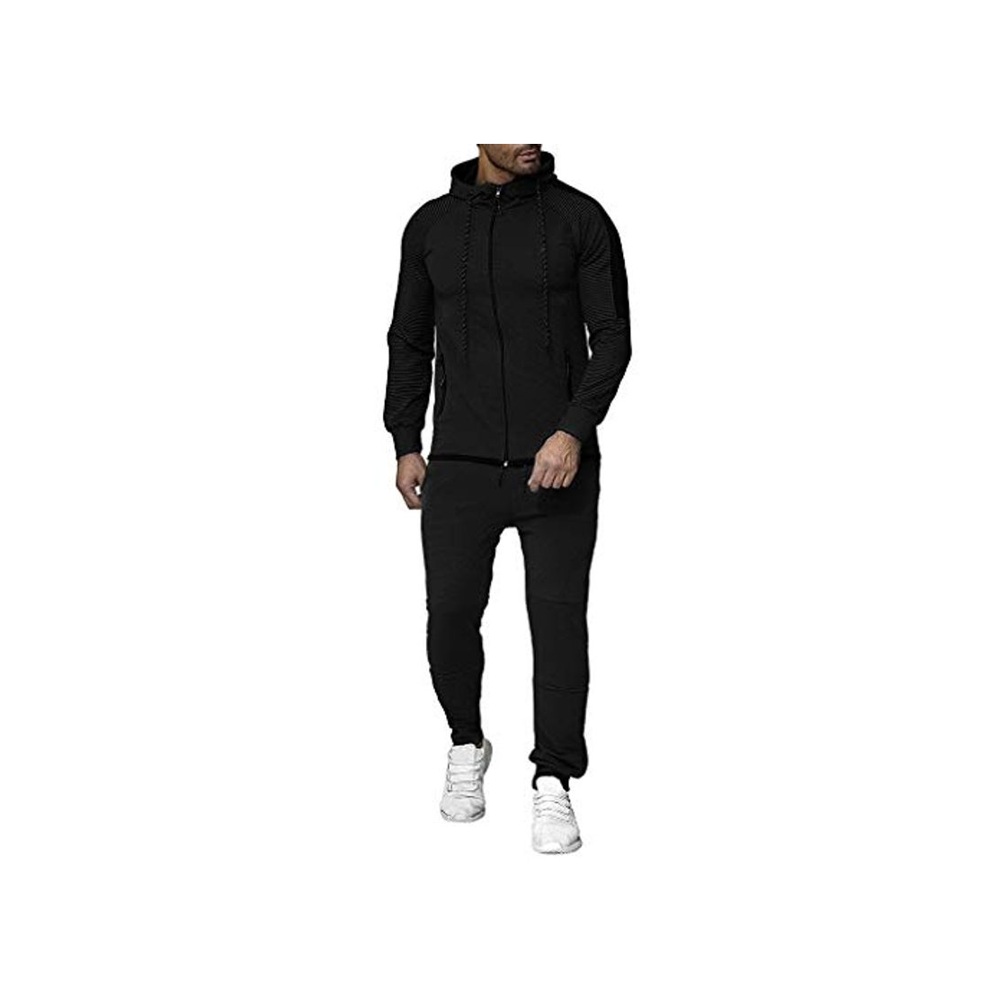 Mxjeeio Chándales para Hombre Otoño Invierno Packwork y Rayas Sudadera Top Pantalones Conjuntos Traje Deportivo Chándal Pack De Sudaderas Top con Cremallera Deportivos Chandal Traje