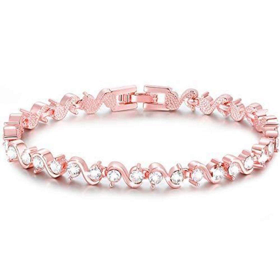 Social Pulsera de Zirconia cúbica Swarovski Element de S Shape Sparkle, Pulsera bañada