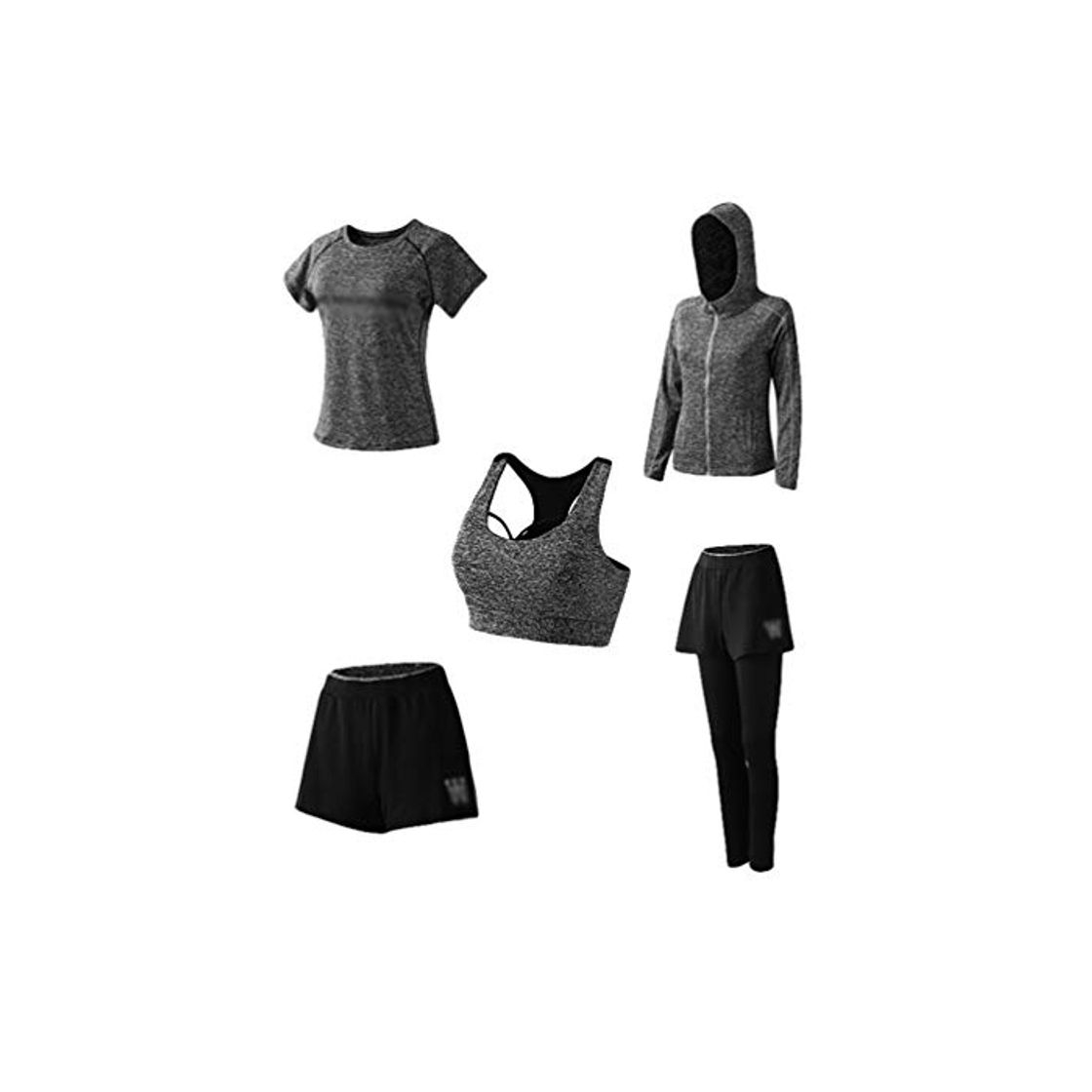 Moda Kaiyei Conjunto Deportivo Mujer Fitness 5 Piezas Outfit Yoga Secado Rápido Elástico