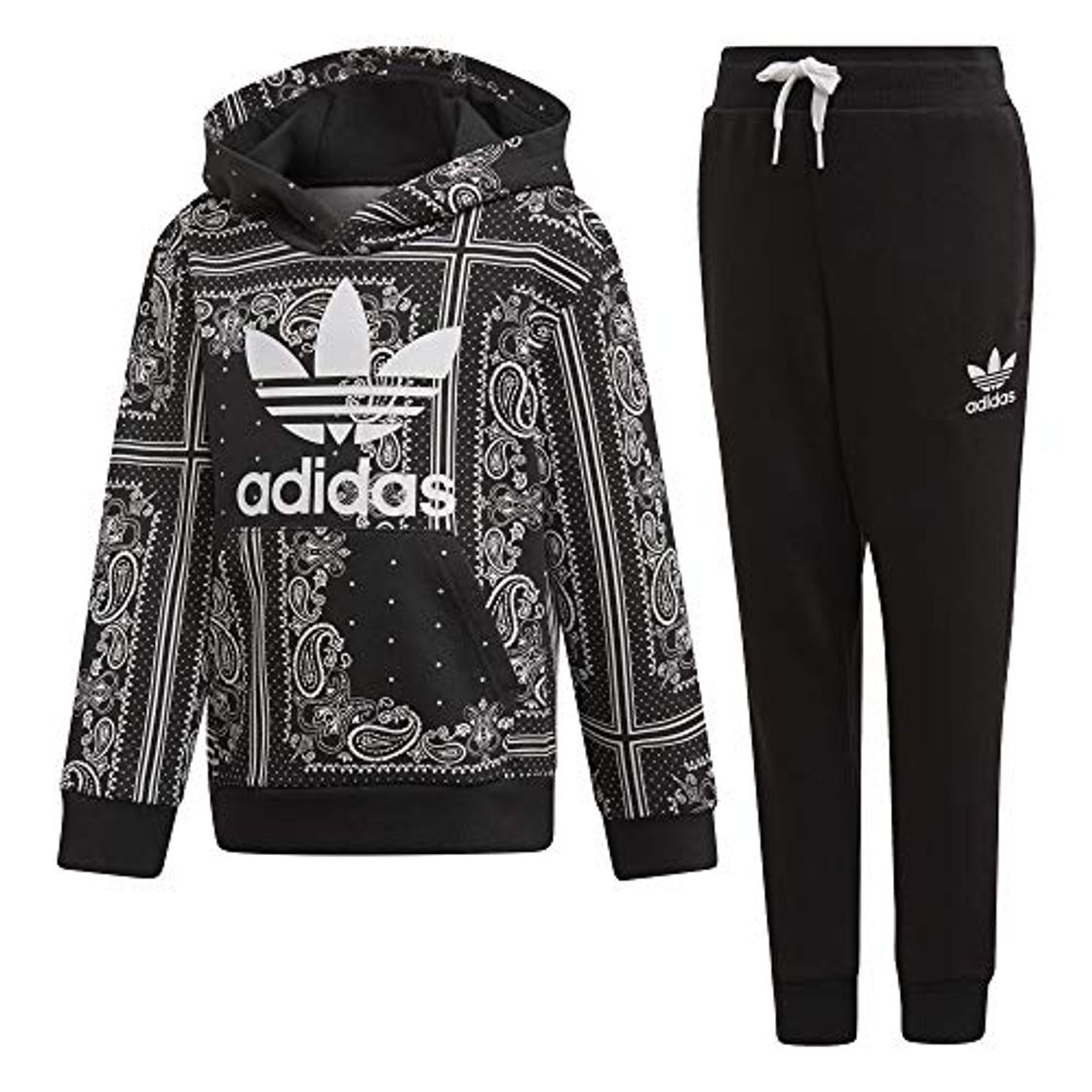 Social adidas Bandana Hoodset Chándal, Unisex niños, Negro/Blanco, 104