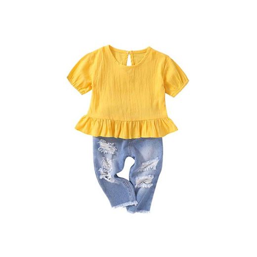 DERCLIVE 2 Piezas Baby Girls Kids Fashion Suit Top Top