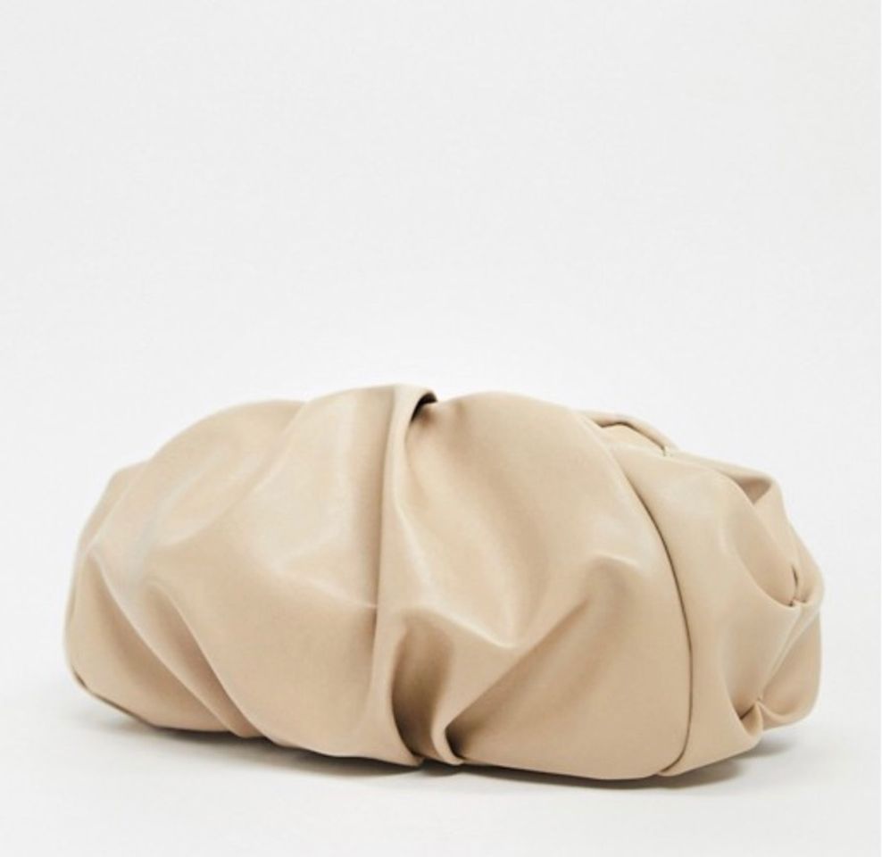 Fashion ASOS DESIGN oversized ruched clutch bag in beige