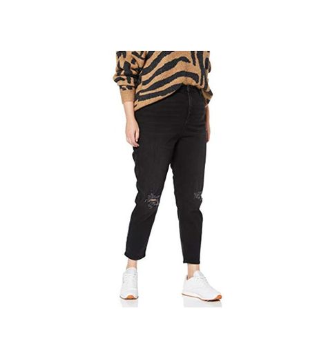 New Look Curves Slim Ripped Mom Vaqueros Skinny, Negro