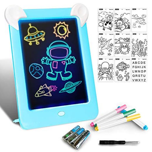 Tableta de Dibujo Pizarra 3D Mágico con Luces LED Educativo Infantil Dibujo