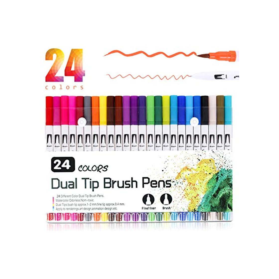 Social Rotuladores de Punta Doble, Vakki 24 Colores Rotuladores Punta Pincel, Plumas para