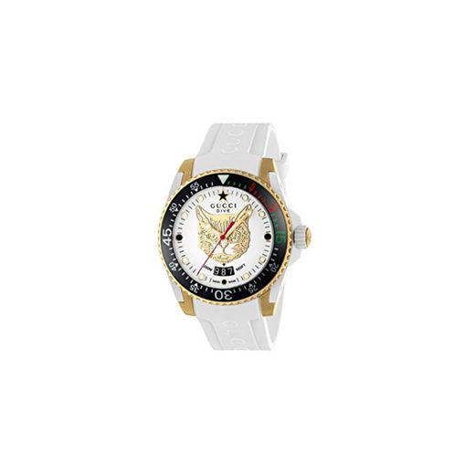 Gucci Reloj de Buceo cauuciu Carcasa Blanca con pvd con Oro Amarillo