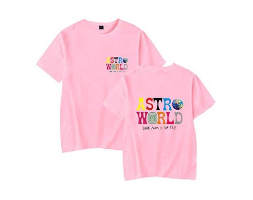 PANOZON Camiseta Hombre Impresión de Travis Scott Astroworld T-Shirt Básico Top Unisex