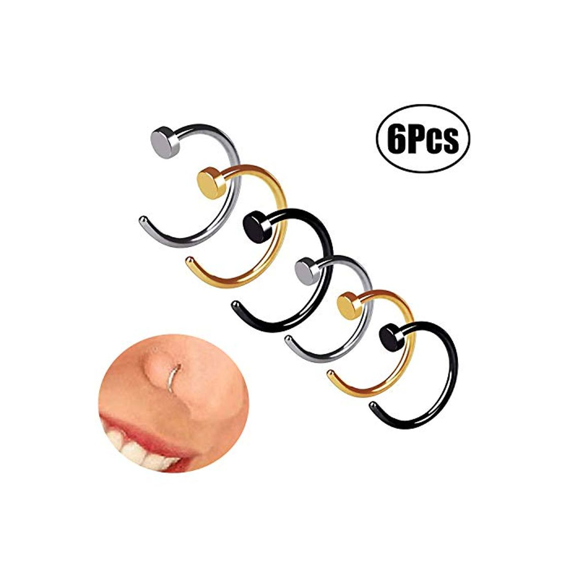 Social LEEQ Piercing de joyería de Cuerpo de Perno de Nariz de aro