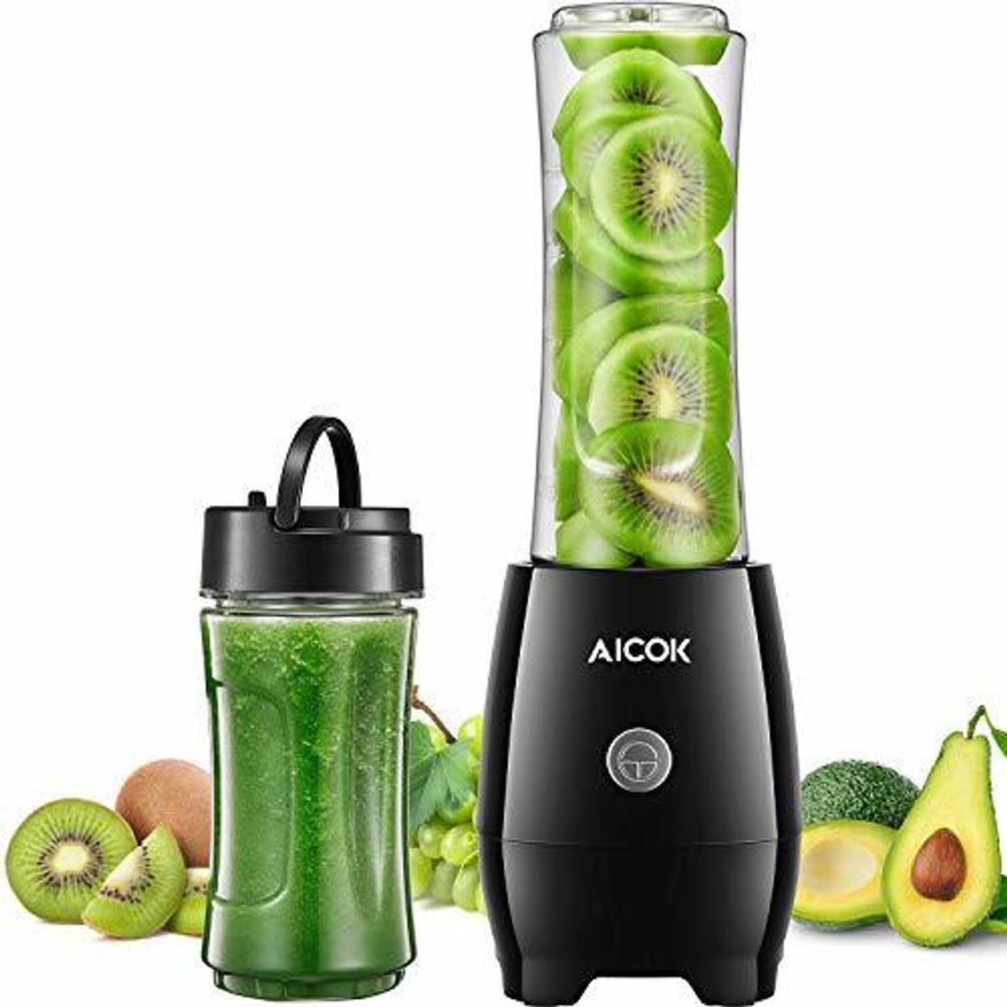 Social Batidora de Vaso Aicok Mini Batidora Smoothie Electrica con 2 Botellas Portátil