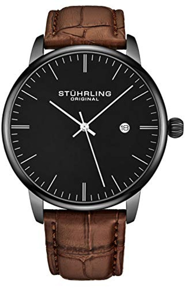 Moda Stuhrling 3997Z - Reloj analógico para hombre con correa de piel de