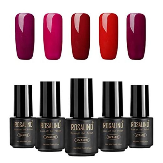 Juego de 5 esmaltes de uñas de gel de color rojo serie