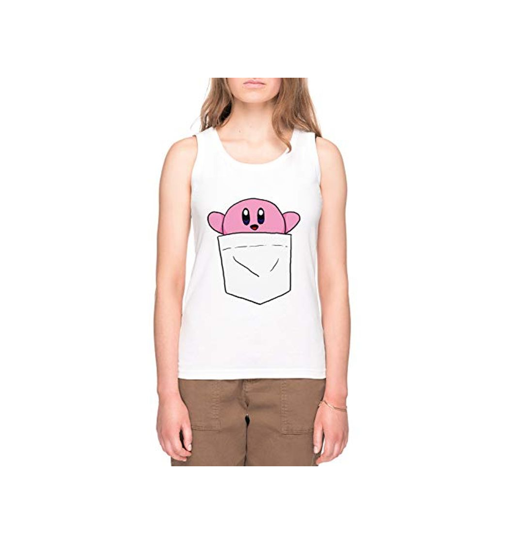 Bolsillo Kirby Mujer Camiseta tee Blanco Women's White T