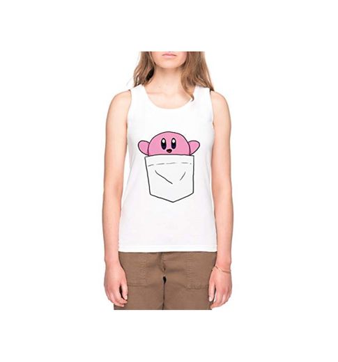 Bolsillo Kirby Mujer Camiseta tee Blanco Women's White T