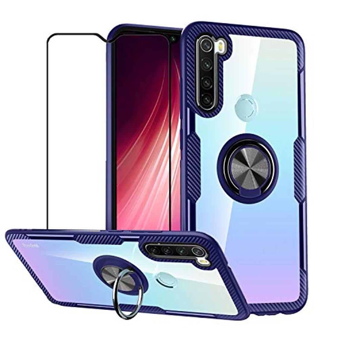 Social Funda para Xiaomi Redmi Note 8T Case Protector de Pantalla de Cristal