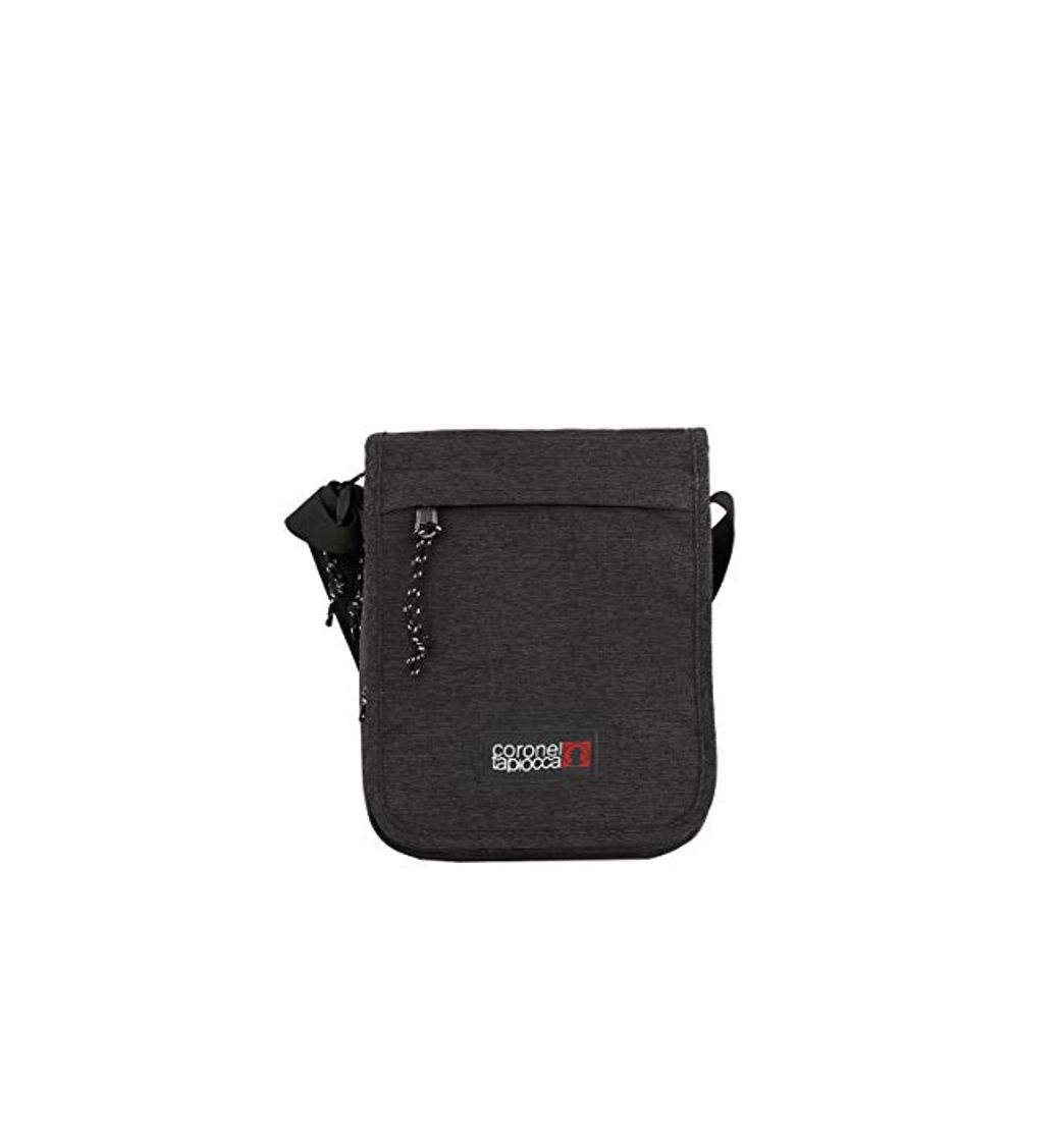Social Bolso para Hombre Bolso Bandolera Coronel Tapiocca Casual con Solapa Bolsillos y Cremallera Denim 24 cm Negro
