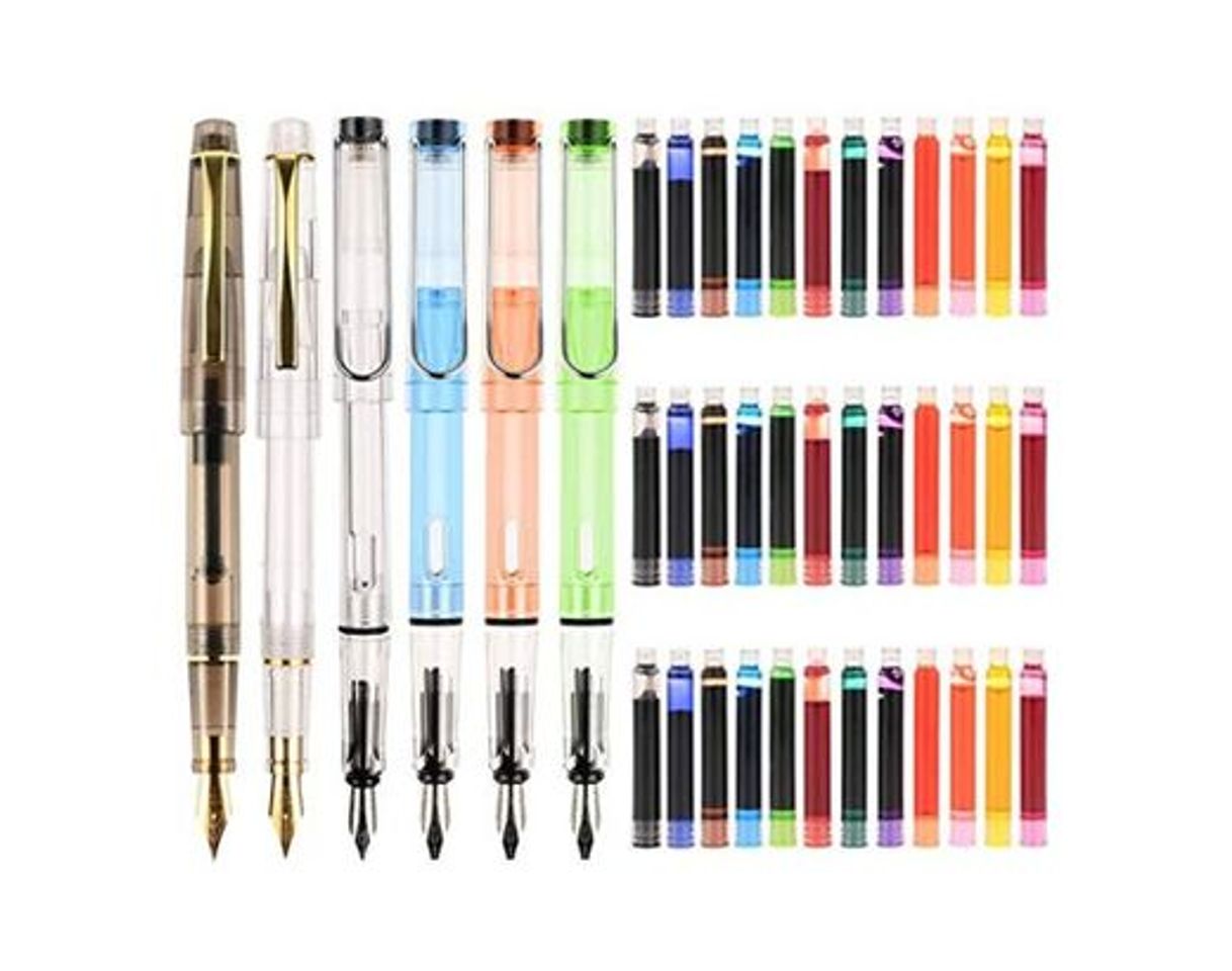 Social Goldge Pluma Estilográfica con 24 Cartuchos de Tinta，Pluma de escritura Perfecto Regalo