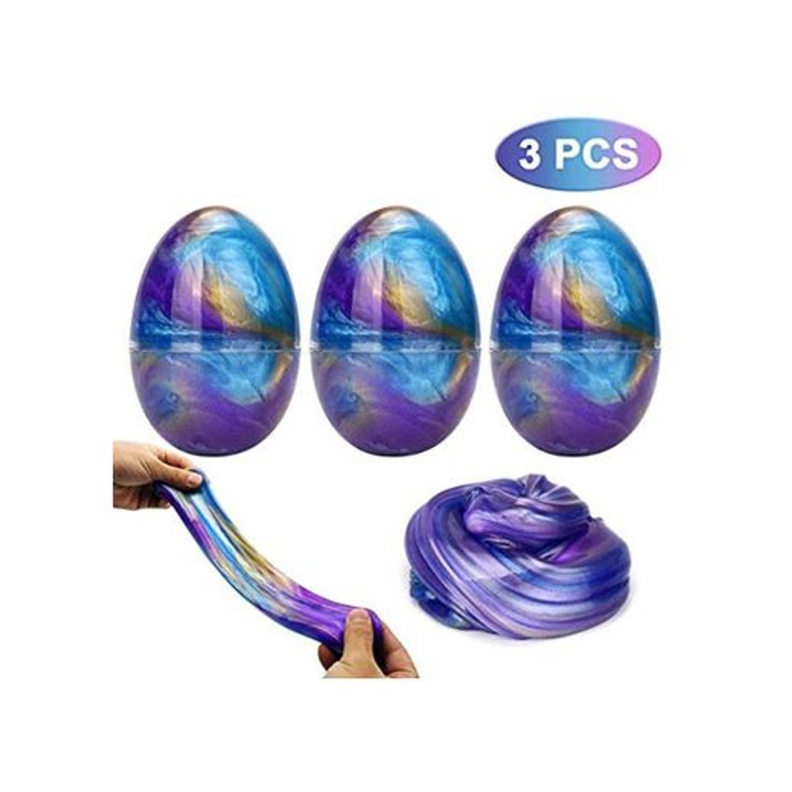 Social Luclay Galaxy Fluffy Slime Slime con 3 Contenedores en Forma de Huevos