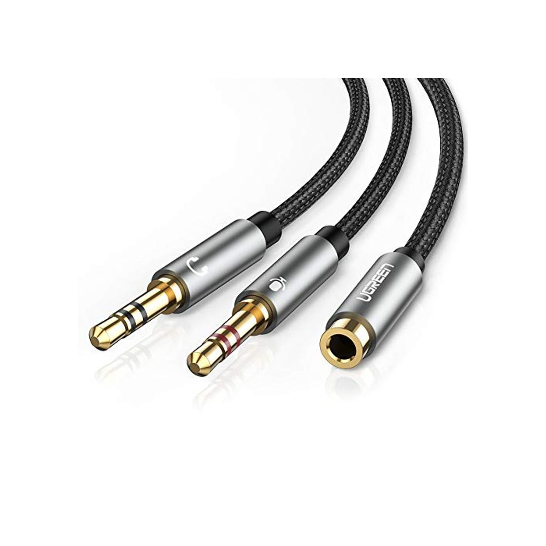 Producto UGREEN Cable de Divisor de 2 Clavijas de Auricular/Micrófono Separadas 3.5mm Macho