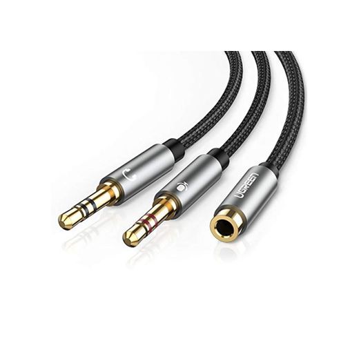 UGREEN Cable de Divisor de 2 Clavijas de Auricular/Micrófono Separadas 3.5mm Macho