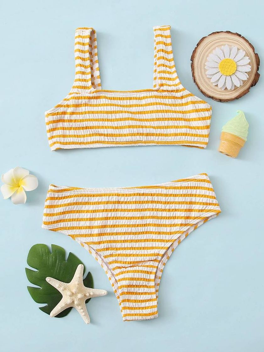 Social JFan Mujer Conjuntos de Bikini Rayas con Un Hombro Traje de Baño Estampado Anudado Tiras Tanga Braga Bikini Lado Anudado Bañador Atractivo de Dos Piezas