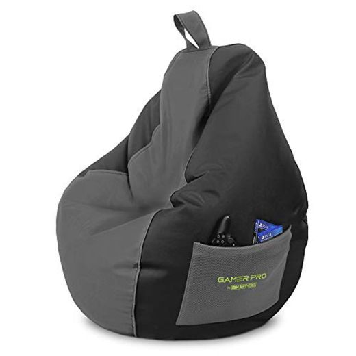 HAPPERS Puff Gamer Gris XL. Sillón Gaming para Jugar con tu Consola