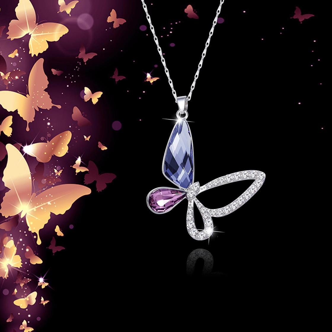 Social COLGANTE MARIPOSA DE CRISTAL DE SWAROVSKI MORADO