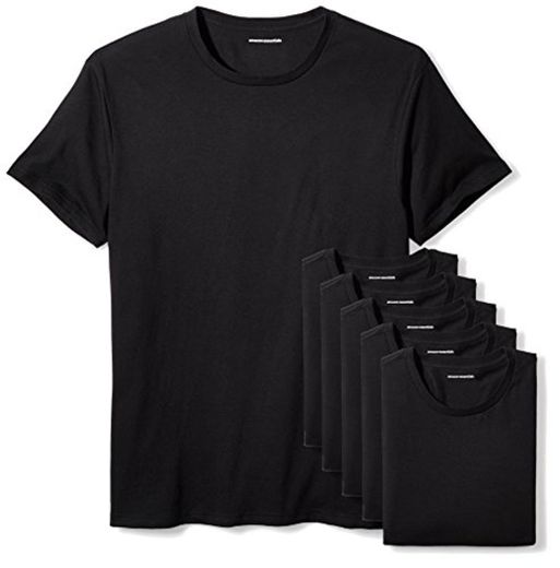 Amazon Essentials 6-Pack Crewneck Undershirts Camisa, Negro